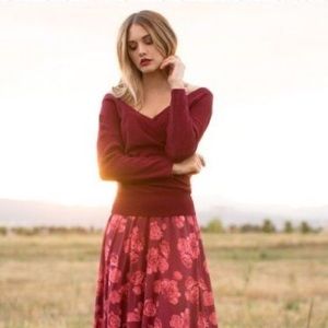 Joyfolie Burgundy Wrap Top Sweater Mia Joy